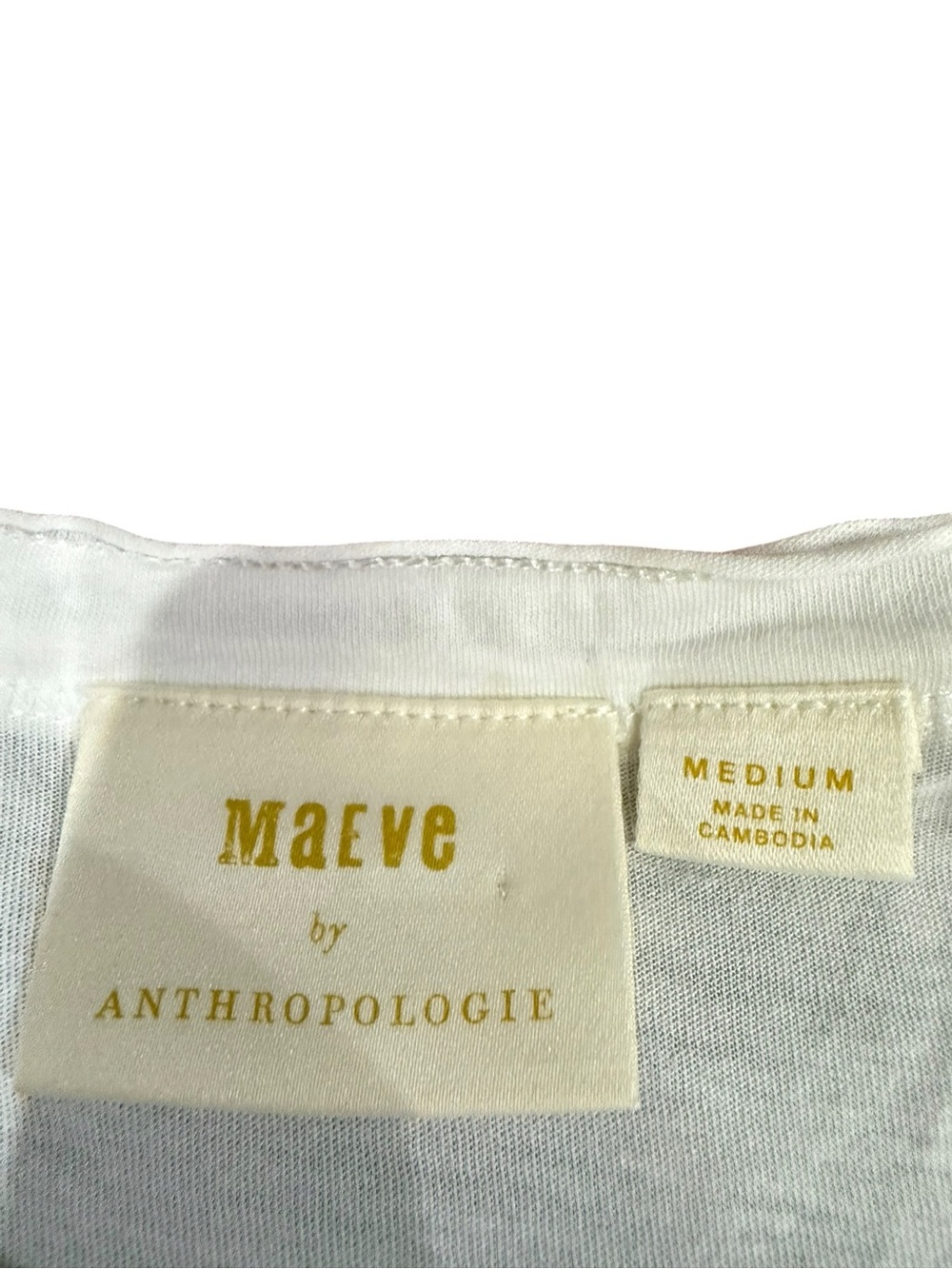 Anthropologie Maeve White Flutter Sleeve V-Neck Top Medium Soft Cotton Modal - Picture 9 of 11